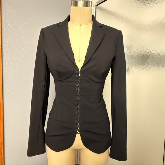 La Perla SS17 Corset Bustier Blazer Jacket Wool Black XS Runway RARE Italian - Picture 5 of 14